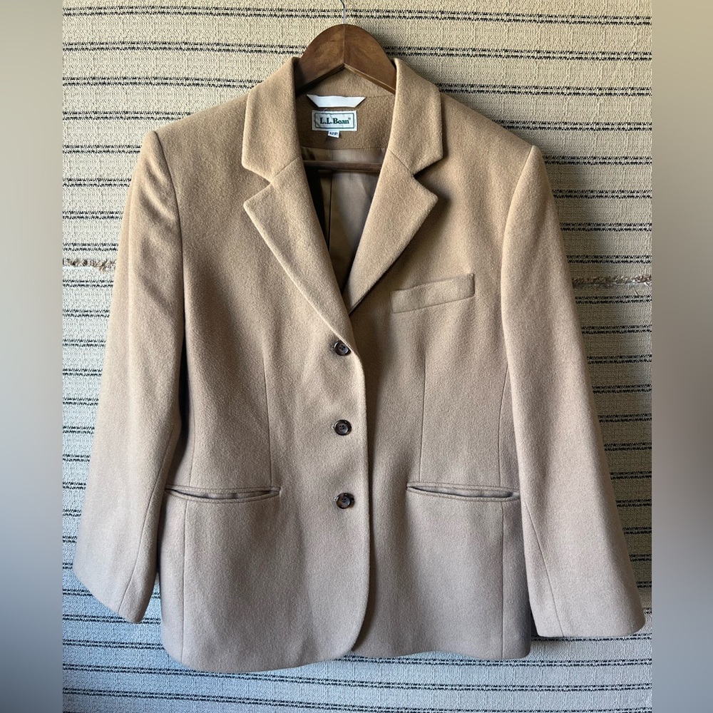 L.L. Bean Women's Beige Wool + Cashmere Blazer